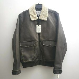 Lucky Brand Brown Faux Leather Jacket Large NEW